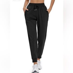 Blaosn Black Joggers Size Medium Zip Pockets Gym Yoga Athletic Stretch EUC
